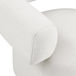 Meridian Niya Cream Linen Textured Fabric Swivel Accent Chair