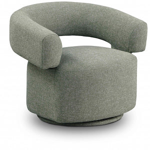 Meridian Niya Green Linen Textured Fabric Swivel Accent Chair