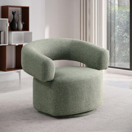 Meridian Niya Green Linen Textured Fabric Swivel Accent Chair