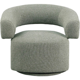 Meridian Niya Green Linen Textured Fabric Swivel Accent Chair