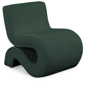 Meridian Desiree Green Boucle Fabric Accent Chair