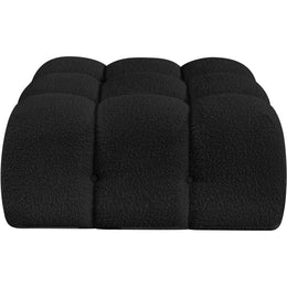 Meridian Ames Black Boucle Fabric Ottoman