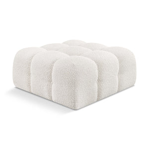 Meridian Ames Cream Boucle Fabric Ottoman