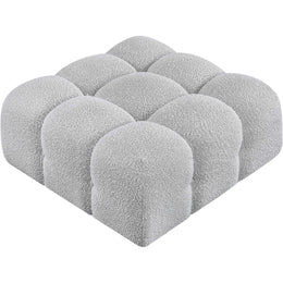 Meridian Ames Grey Boucle Fabric Ottoman