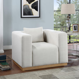 Meridian Alfie Cream Linen Textured Fabic Chair