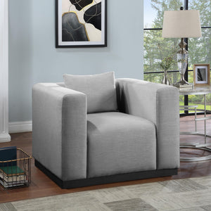 Meridian Alfie Grey Linen Textured Fabic Chair