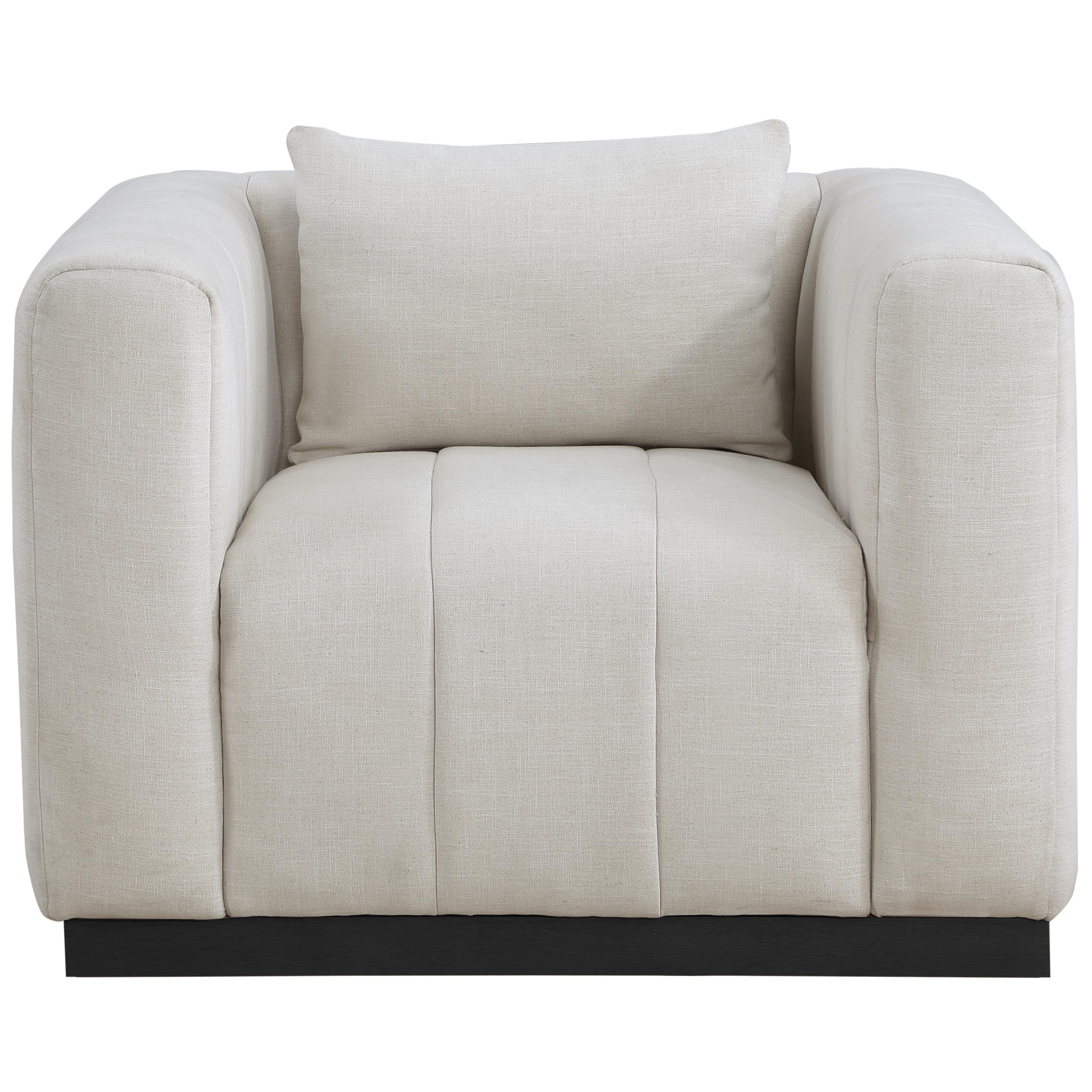 Meridian Lucia Beige Linen Textured Fabric Chair