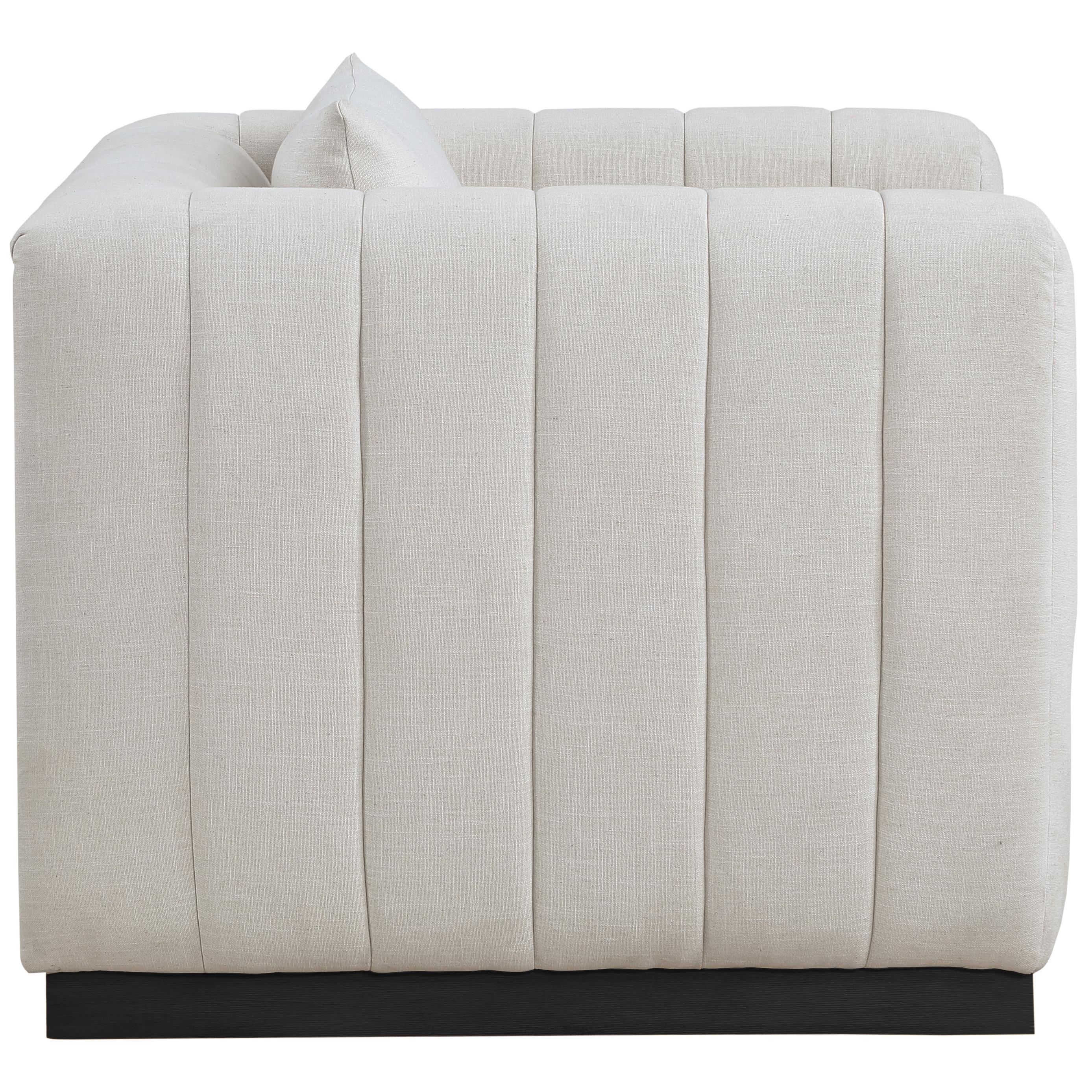 Meridian Lucia Beige Linen Textured Fabric Chair