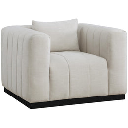 Meridian Lucia Beige Linen Textured Fabric Chair
