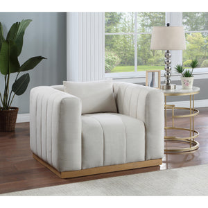 Meridian Lucia Cream Linen Textured Fabric Chair