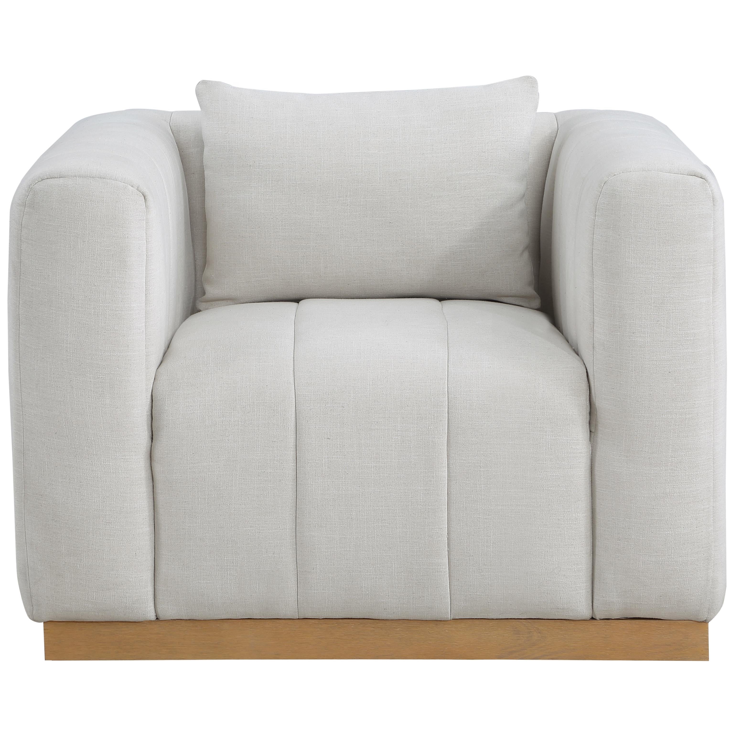 Meridian Lucia Cream Linen Textured Fabric Chair