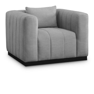 Meridian Lucia Grey Linen Textured Fabric Chair
