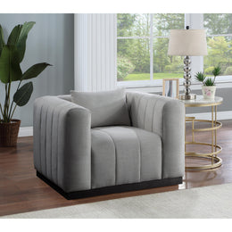 Meridian Lucia Grey Linen Textured Fabric Chair
