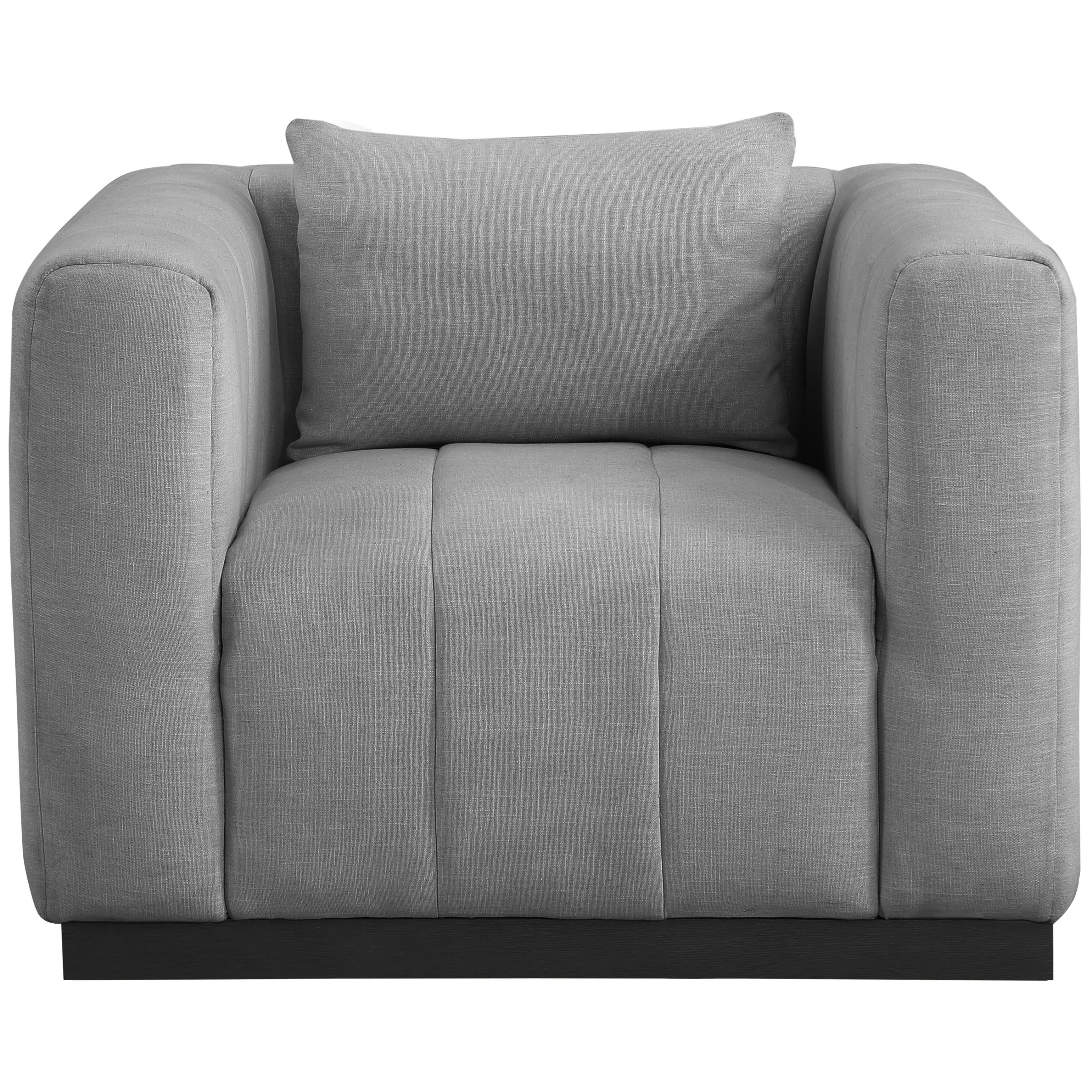 Meridian Lucia Grey Linen Textured Fabric Chair