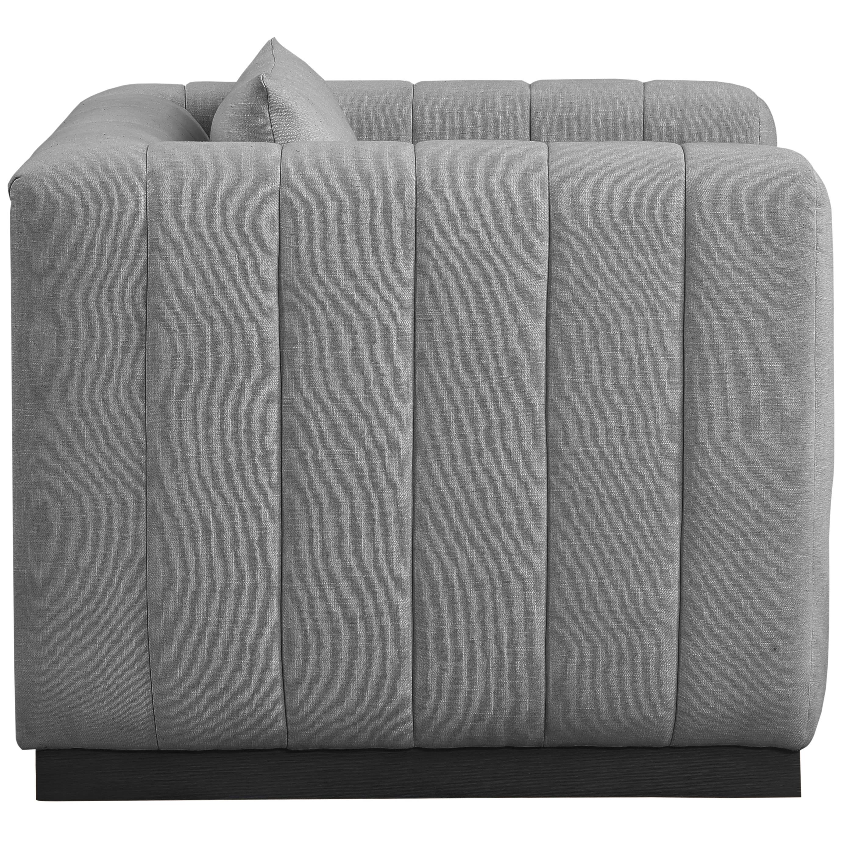 Meridian Lucia Grey Linen Textured Fabric Chair