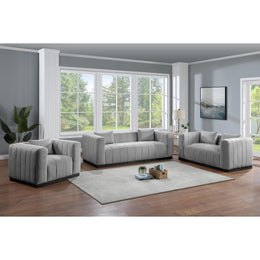 Meridian Lucia Grey Linen Textured Fabric Chair