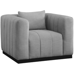 Meridian Lucia Grey Linen Textured Fabric Chair
