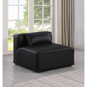 Meridian Cube Black Vegan Leather Armless Chair