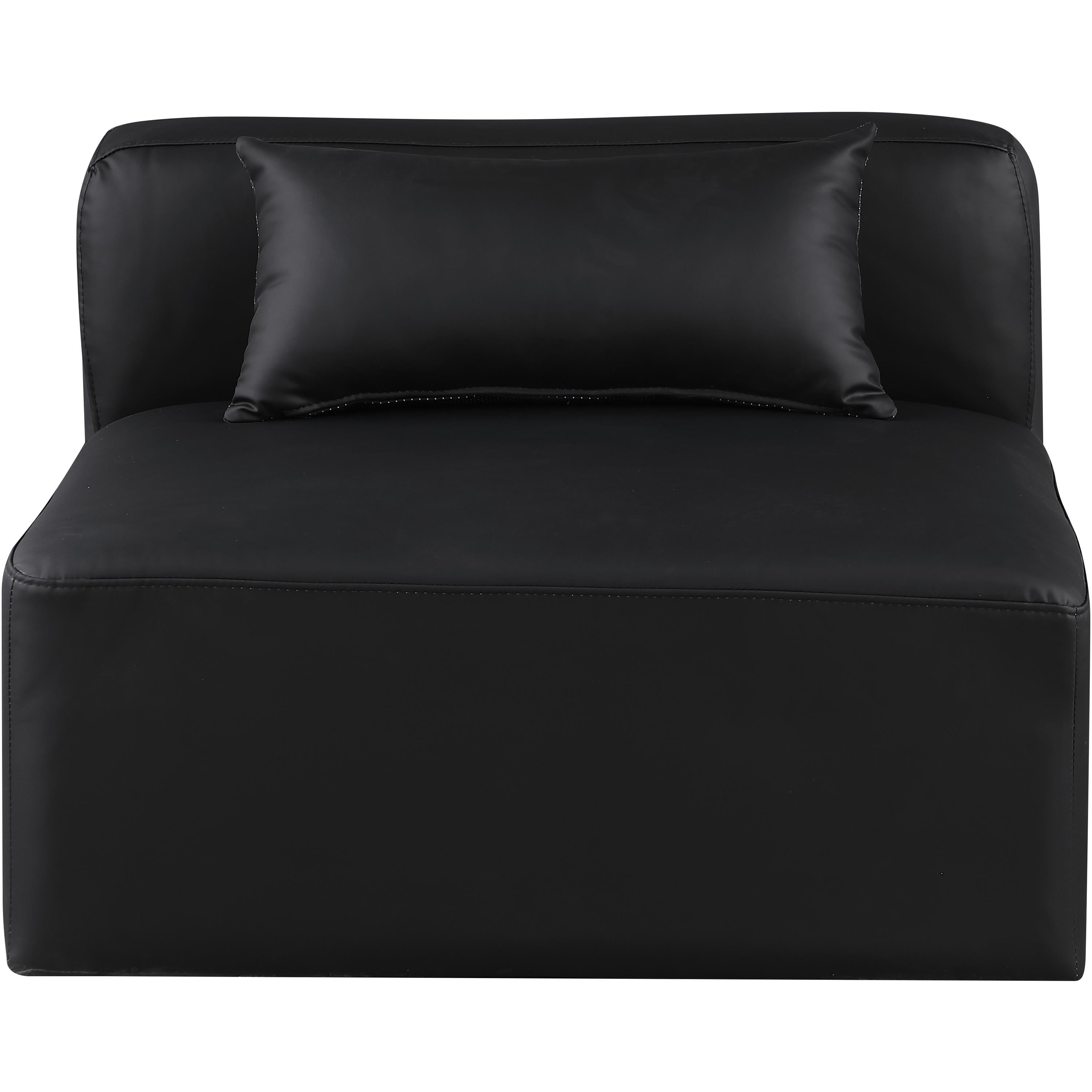 Meridian Cube Black Vegan Leather Armless Chair