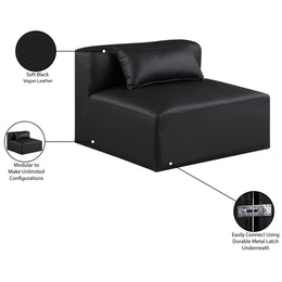 Meridian Cube Black Vegan Leather Armless Chair