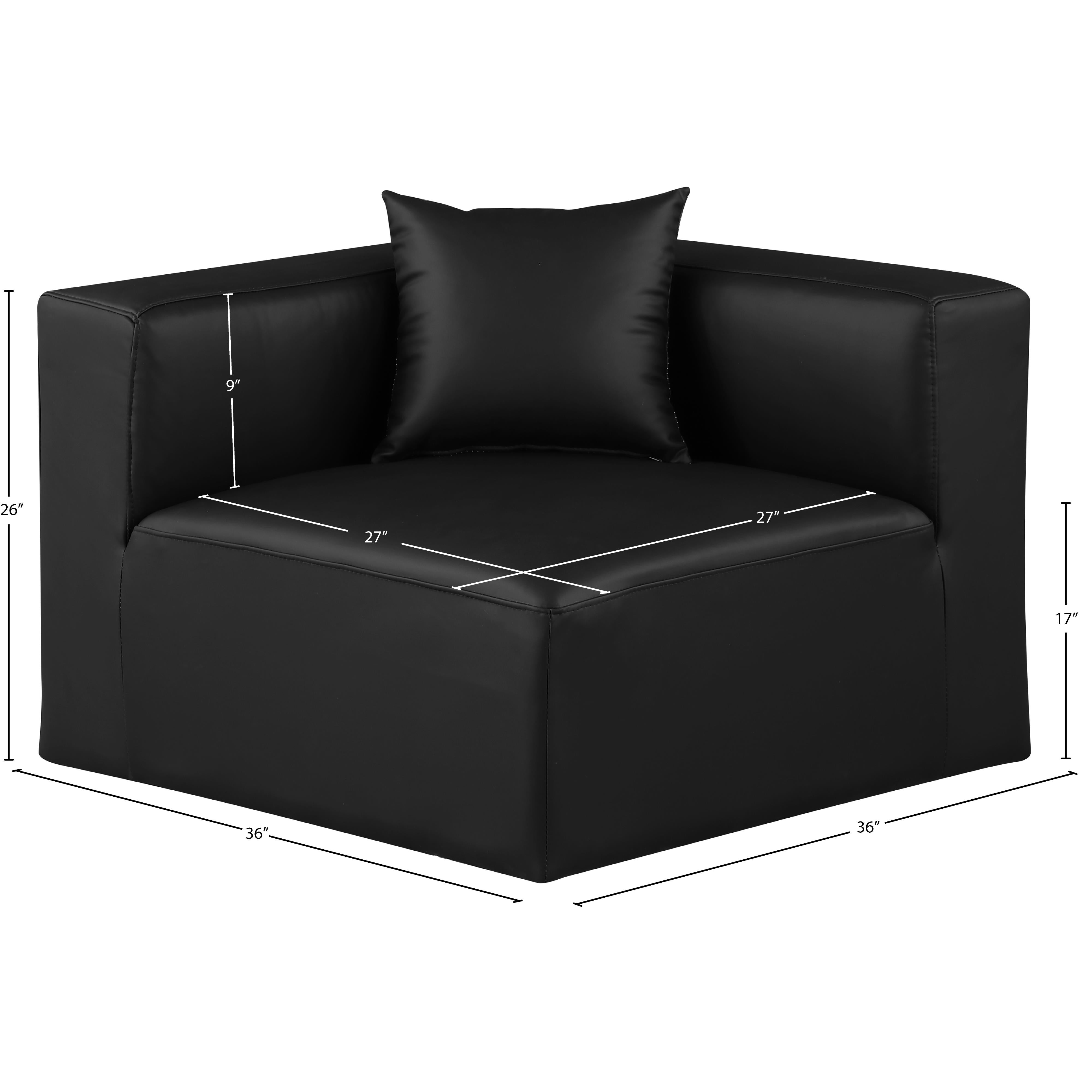 Meridian Cube Black Vegan Leather Corner Chair
