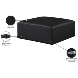Meridian Cube Black Vegan Leather Ottoman