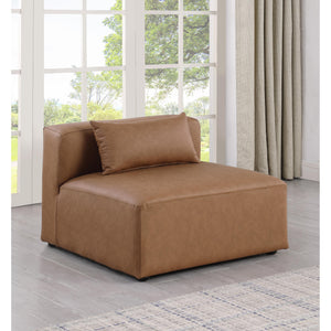 Meridian Cube Brown Vegan Leather Armless Chair