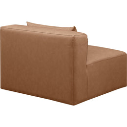 Meridian Cube Brown Vegan Leather Armless Chair