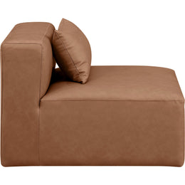 Meridian Cube Brown Vegan Leather Armless Chair