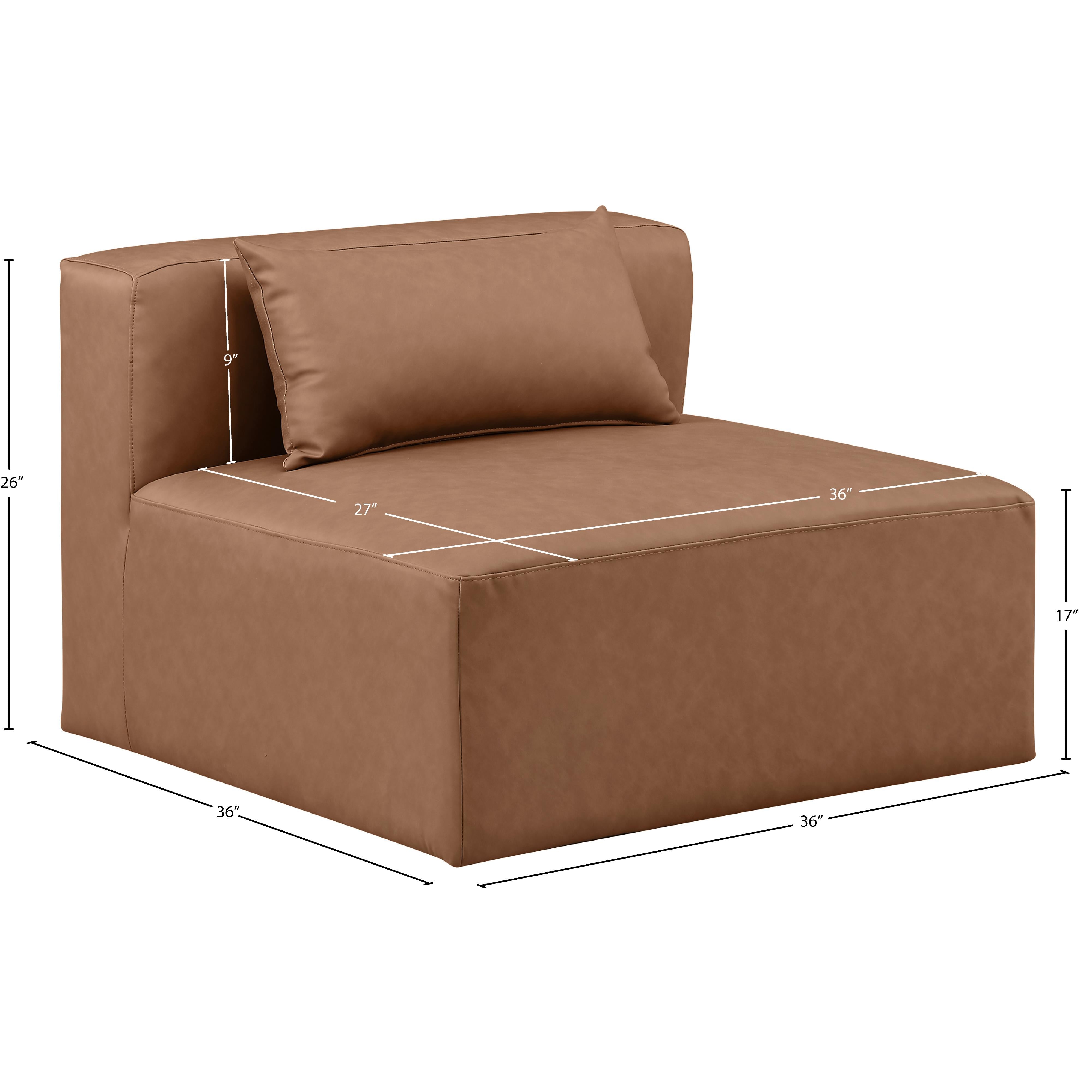 Meridian Cube Brown Vegan Leather Armless Chair