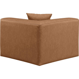 Meridian Cube Brown Vegan Leather Corner Chair