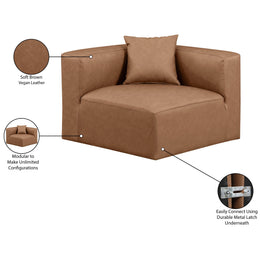 Meridian Cube Brown Vegan Leather Corner Chair