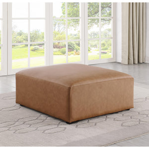 Meridian Cube Brown Vegan Leather Ottoman