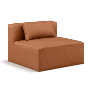 Meridian Cube Cognac Vegan Leather Armless Chair
