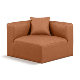 Meridian Cube Cognac Vegan Leather Corner Chair