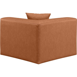 Meridian Cube Cognac Vegan Leather Corner Chair