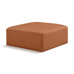Meridian Cube Cognac Vegan Leather Ottoman
