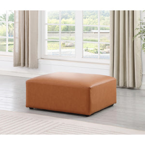 Meridian Cube Cognac Vegan Leather Ottoman