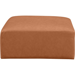 Meridian Cube Cognac Vegan Leather Ottoman
