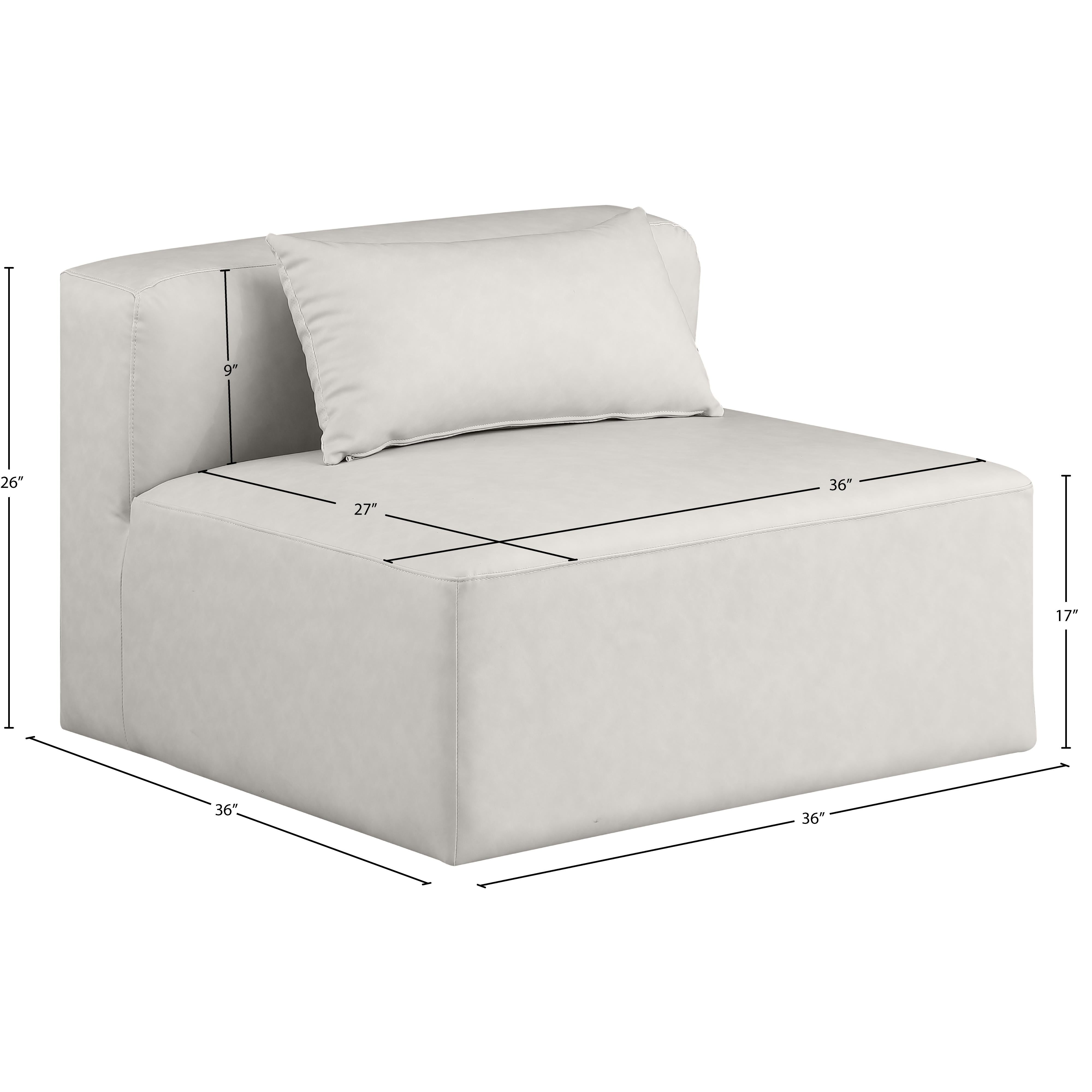 Meridian Cube Cream Vegan Leather Armless Chair