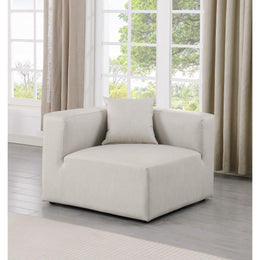 Meridian Cube Cream Vegan Leather Corner Chair