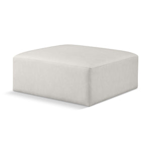 Meridian Cube Cream Vegan Leather Ottoman