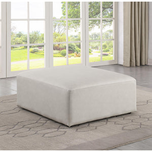 Meridian Cube Cream Vegan Leather Ottoman