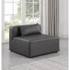 Meridian Cube Charcoal Grey Vegan Leather Armless Chair