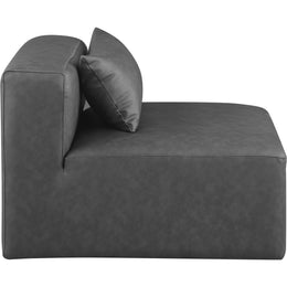 Meridian Cube Charcoal Grey Vegan Leather Armless Chair