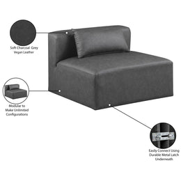 Meridian Cube Charcoal Grey Vegan Leather Armless Chair
