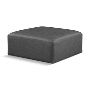 Meridian Cube Charcoal Grey Vegan Leather Ottoman