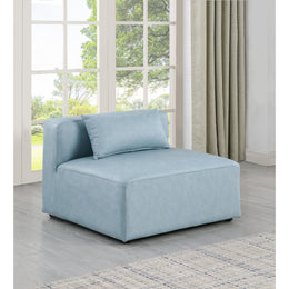 Meridian Cube Light Blue Vegan Leather Armless Chair