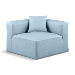 Meridian Cube Light Blue Vegan Leather Corner Chair