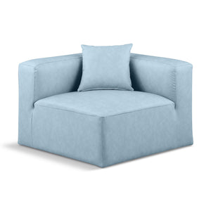 Meridian Cube Light Blue Vegan Leather Corner Chair
